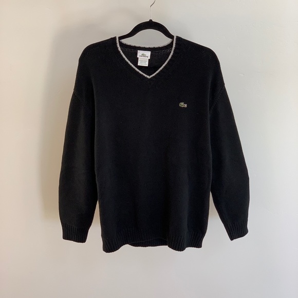 Lacoste Black V necks Sweater Size 6 (large) - Picture 6 of 8